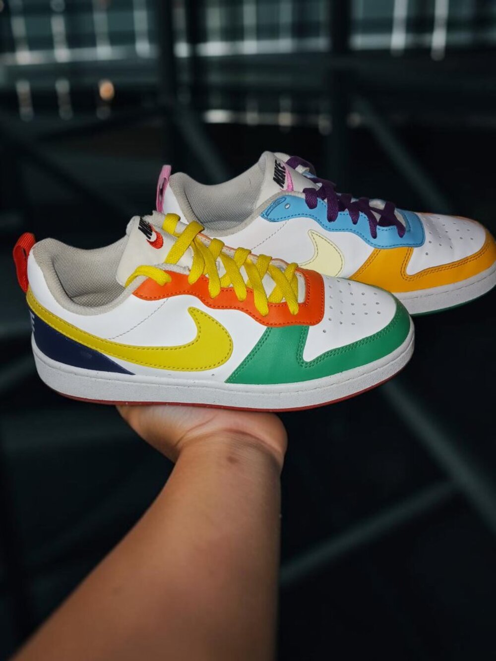Nike Court Borough Low 2 SE Rainbow Multi Color Sneakers 6Y Women's 7.5 - Picture 2 of 6
